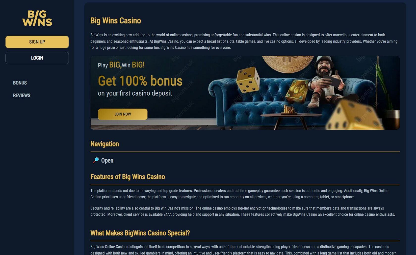 Mr Big Wins Gambling Enterprise